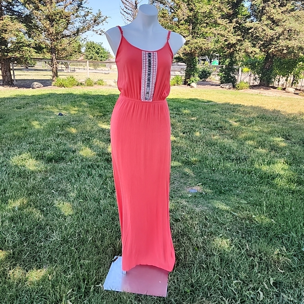 Bobeau long gauze dress small lined